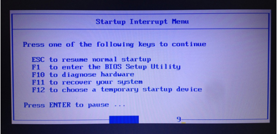 Startup Interrupt Menu